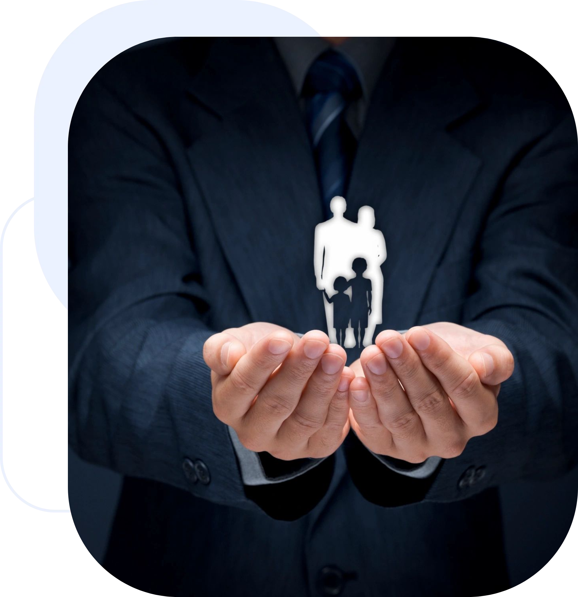 Frame-2095584996-1 (1) A businessman holding paper cutouts of two people.