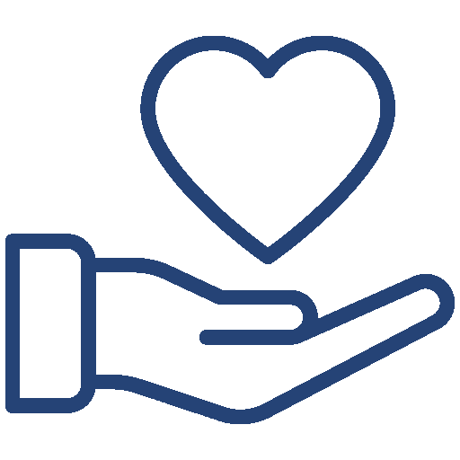 Icon of a hand holding a heart above it.